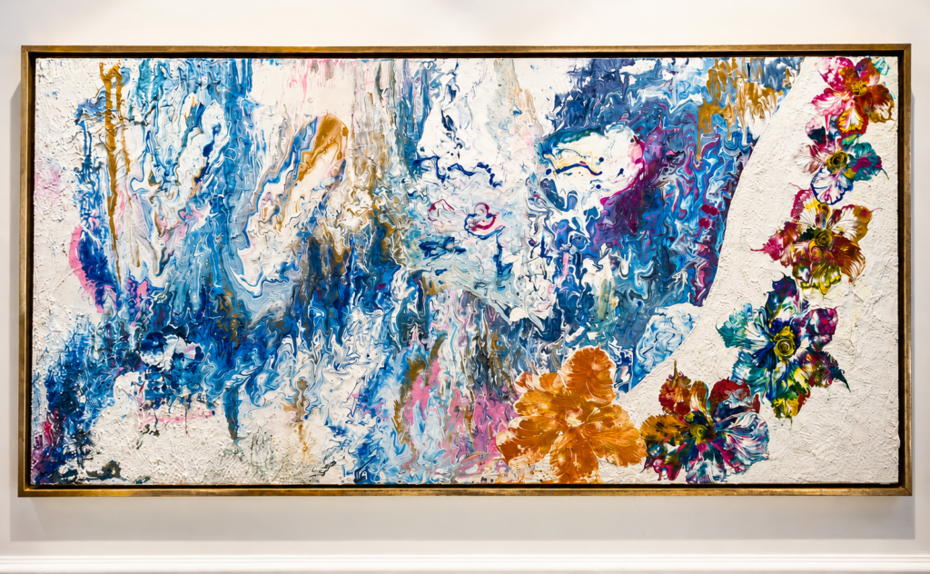 Floral Symphony in Blue – Abstract Expressionist Masterpiece