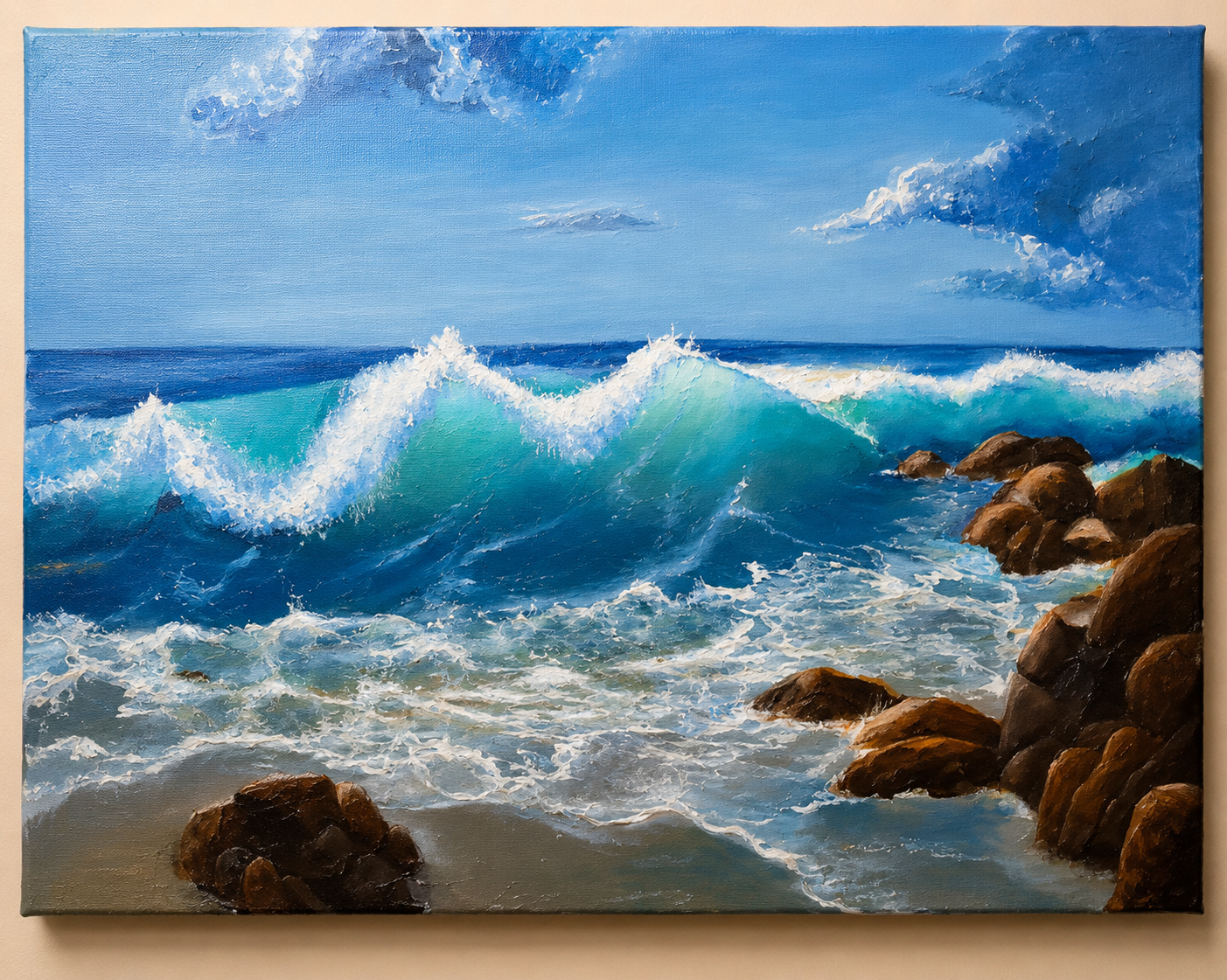 Ocean Symphony – Coastal Wave Seascape Painting