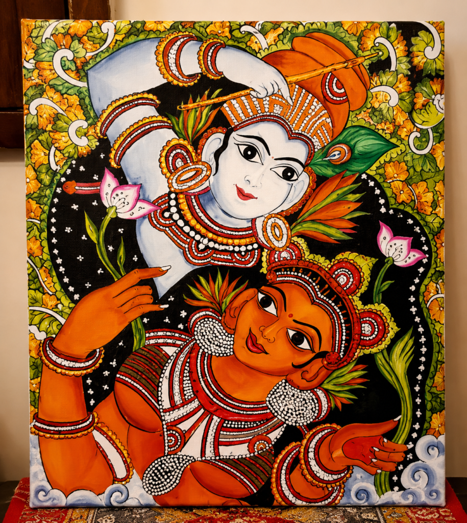 Divine Radha Krishna Harmony – Traditional Indian Spiritual Painting