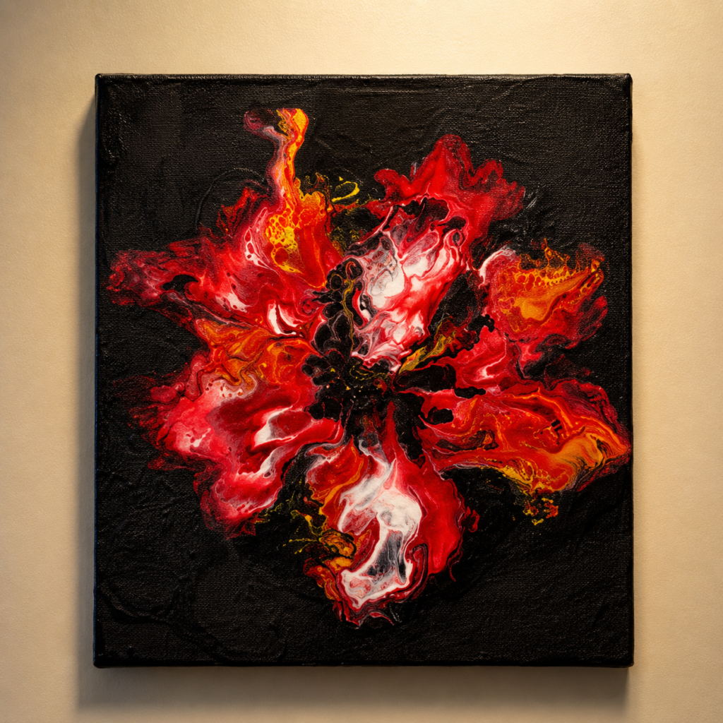 Crimson Bloom – Fiery Abstract Expression
